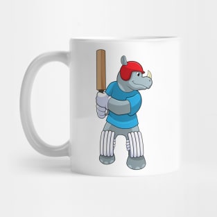 Rhino at Cricket with Cricket bat Mug